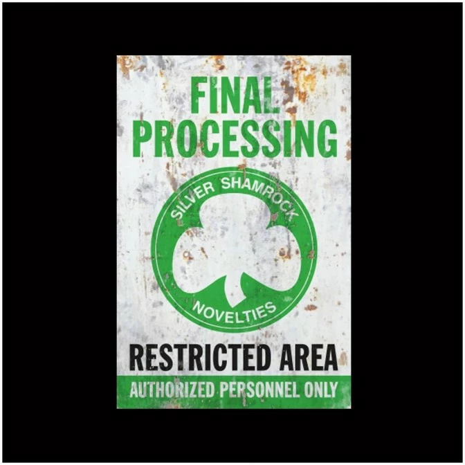 TRICK OR TREAT STUDIOS Halloween 3 Silver Shamrock Processing Metal Sign