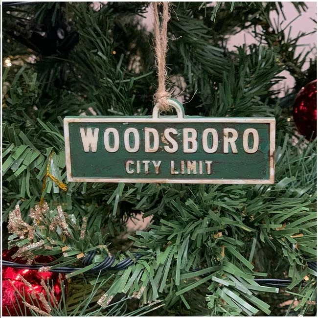 Burkbench Designs Christmas Tree Ornament Woodsboro City Limit Sign