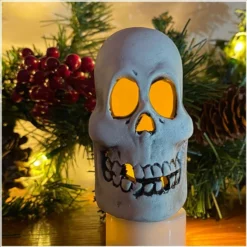 Ceramic Tea Light Holder Mini Skull Black Star Ceramics