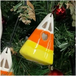Candy Corn Tree Ornament Happy Black Star Ceramics