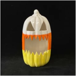 Large Ceramic Pumpkin EXCLUSIVE Angry Candy Corn Design Black Star Ceramics