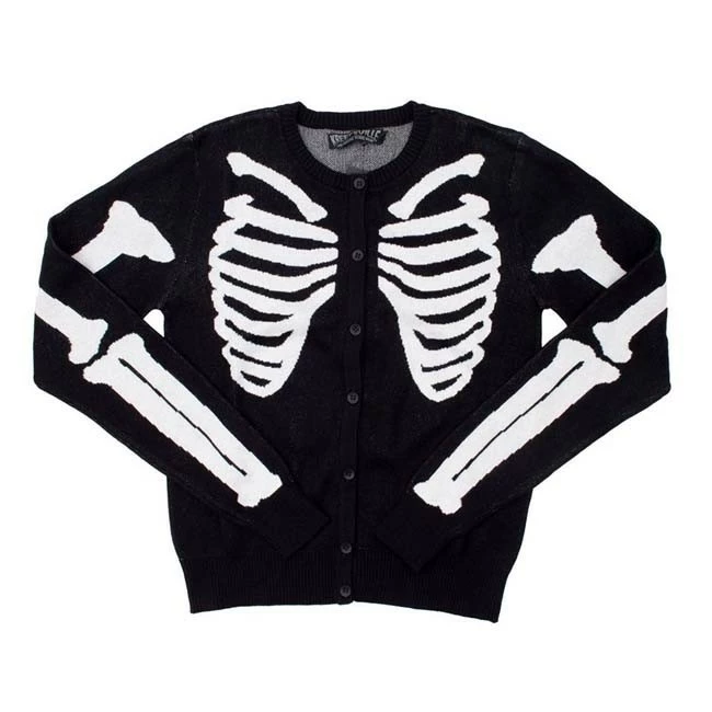 Kreepsville 666 Kreepsville666 Skeleton Ribcage Bones Cardigan